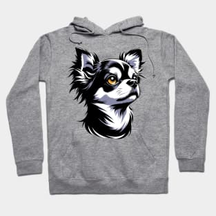 Stunning and Cool Chihuahua Monochrome and Gold Portrait for Father's Day Hoodie